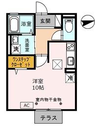 ジュネス清水(ワンルーム/1階)の間取り写真