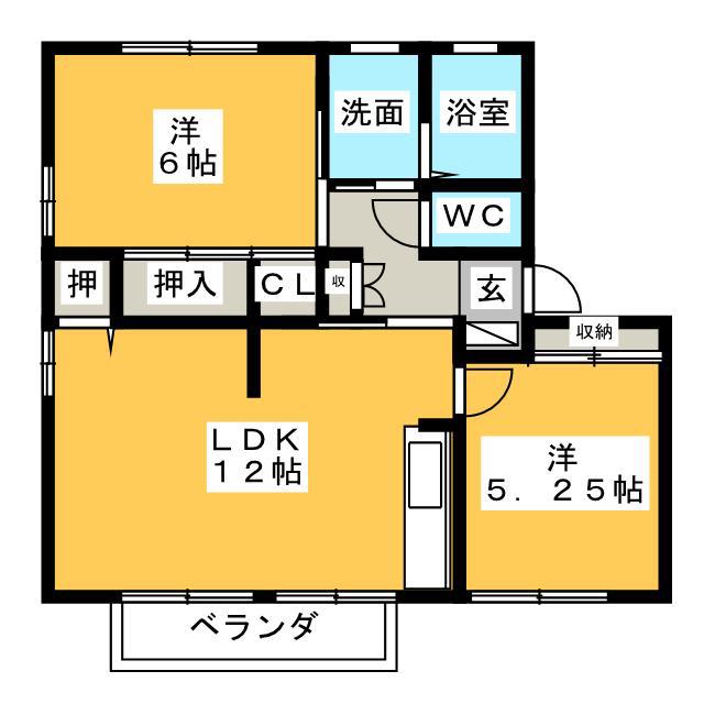 アミューズメント銀鈴 B棟(2LDK/2階)の間取り写真