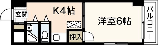 アルカサール大芝(1K/6階)の間取り写真