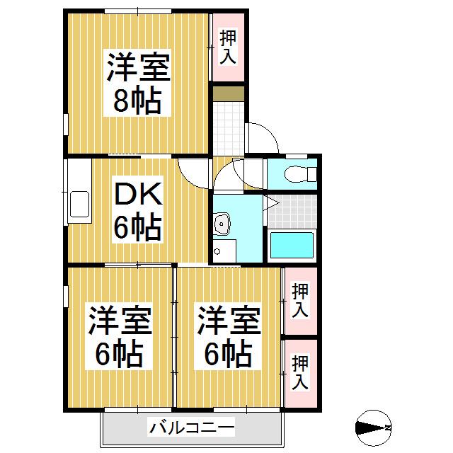 グリーンパーク丸田(3DK/1階)の間取り写真