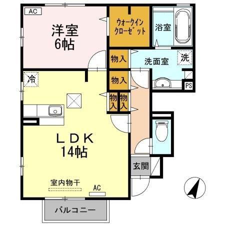 クオーレ(1LDK/1階)の間取り写真