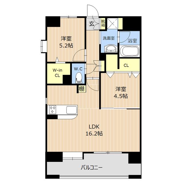 グランシャリオ新町(2LDK/3階)の間取り写真