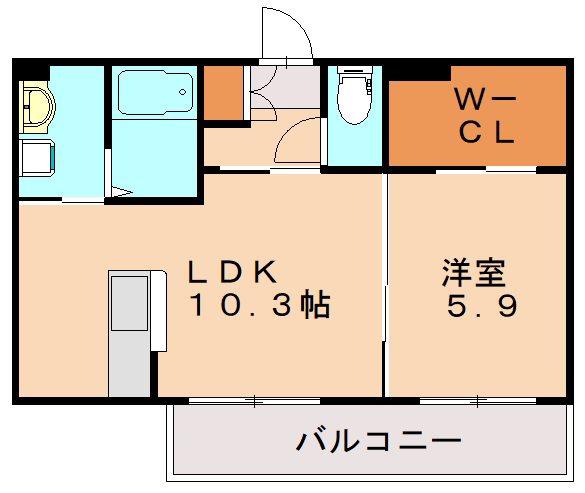 三洋タウン飯塚 A棟(1LDK/1階)の間取り写真