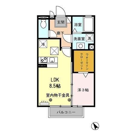 クレセール(1LDK/1階)の間取り写真