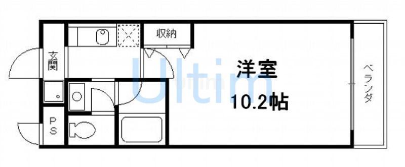 RECTANGLE伏見稲荷(1K/4階)の間取り写真
