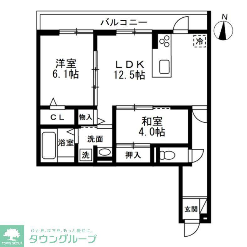 NOBLE RAFFINER 元町(2LDK/1階)の間取り写真