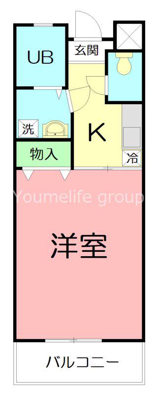 びゅう中の原(1K/3階)の間取り写真