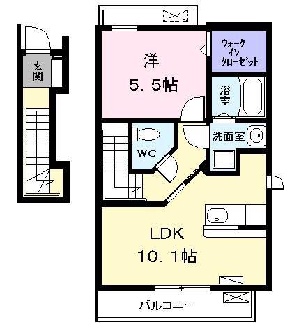 アルカンシエル(1LDK/2階)の間取り写真
