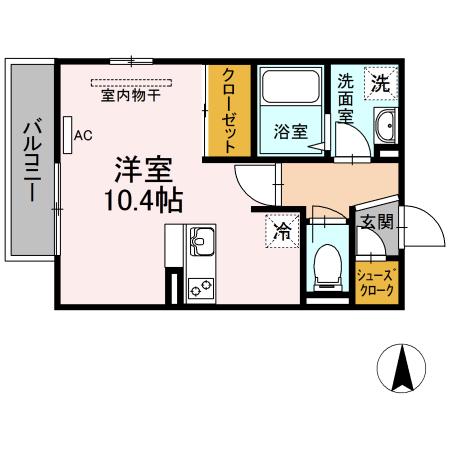 ウィット引野町(ワンルーム/2階)の間取り写真