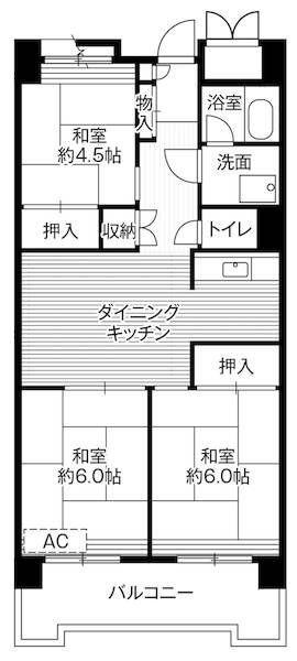 ビレッジハウス品川八潮タワー 1号棟(3DK/7階)の間取り写真