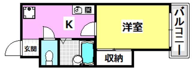 中村10番館(1K/4階)の間取り写真