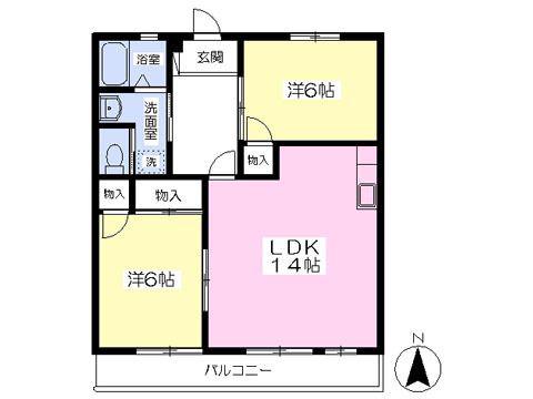 宮崎ハイツA(2LDK/1階)の間取り写真