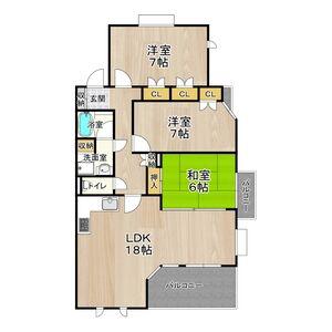CITY SPIRE夕陽丘(3LDK/6階)の間取り写真