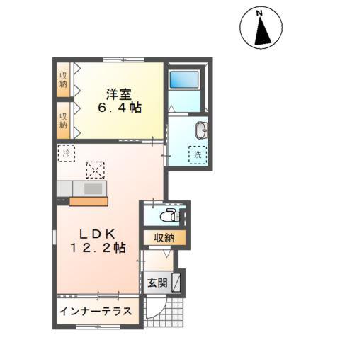 クレシアI(1LDK/1階)の間取り写真
