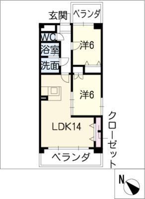 マイタウン松阪(2LDK/1階)の間取り写真
