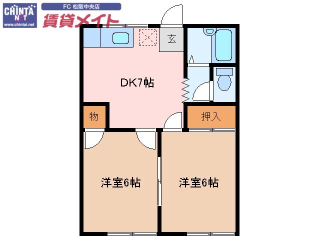 久世ハイツパートI(2DK/1階)の間取り写真
