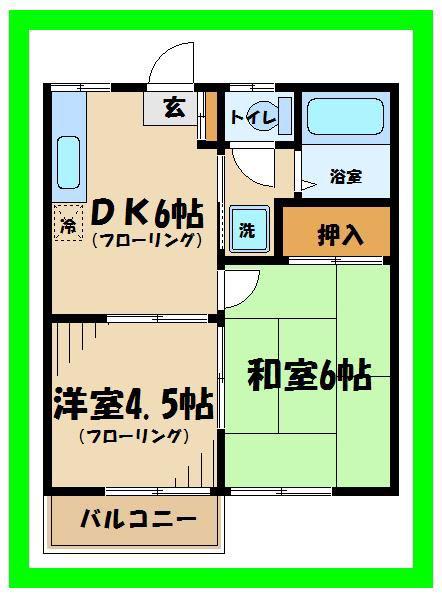 ディアコート1(2DK/1階)の間取り写真