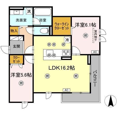 LUVERIA(2LDK/2階)の間取り写真