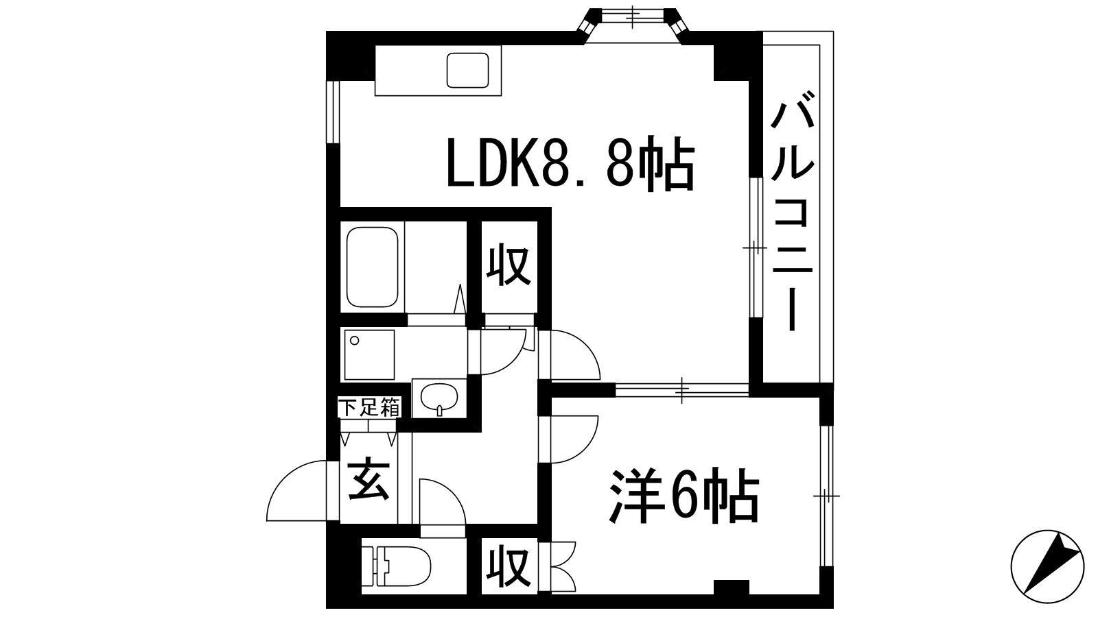 ソレイユ段上(1LDK/1階)の間取り写真