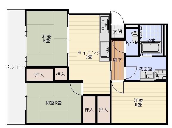 橋爪第1ビル(3DK/4階)の間取り写真