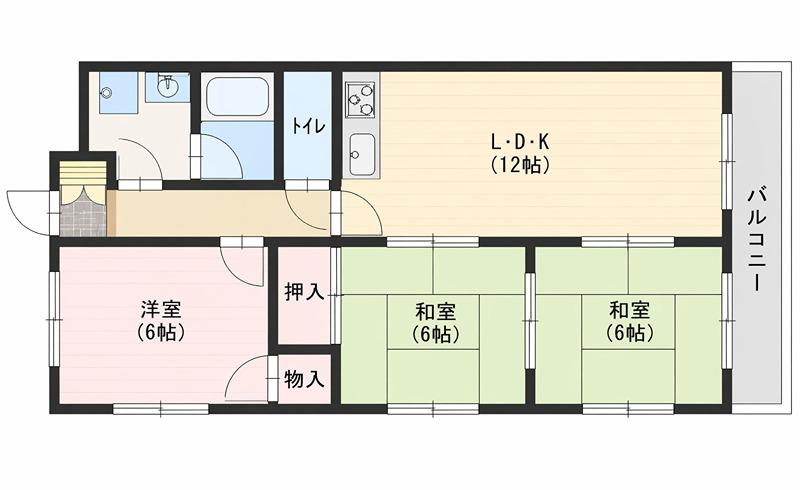 トレンディーハイム北村(3LDK/3階)の間取り写真
