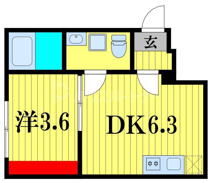 ルナアルタ(1DK/1階)の間取り写真