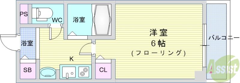 GROOVE待兼山(1K/2階)の間取り写真