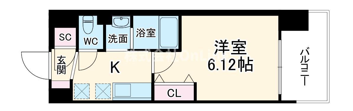 LUXE布施北III(1K/12階)の間取り写真