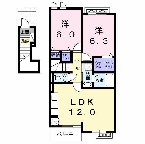 レジデンス アシナ(2LDK/2階)の間取り写真