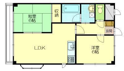 カルディア山王(2LDK/3階)の間取り写真