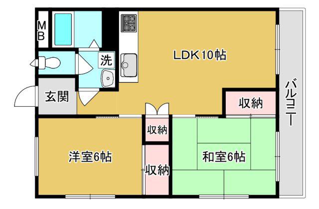 くすの木ハイツ(2LDK/2階)の間取り写真