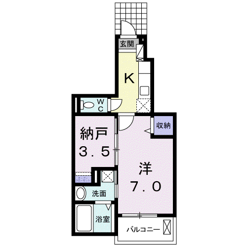 テオーリア小川I(1SK/1階)の間取り写真