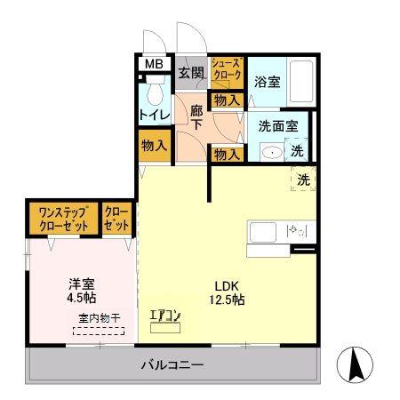 オルテシア I(1LDK/2階)の間取り写真