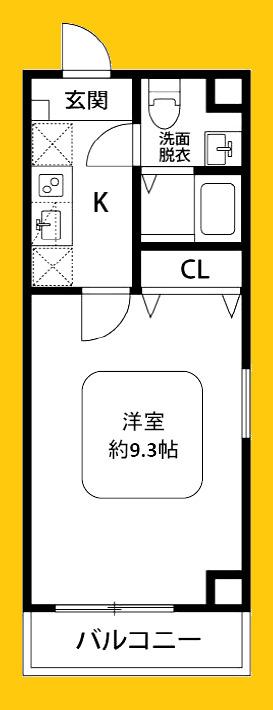 ヒルズ宮元町(1K/7階)の間取り写真