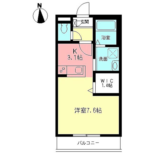 ボナール湘南(1K/1階)の間取り写真