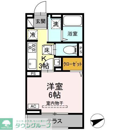 セレスティア柴又VI(1K/1階)の間取り写真