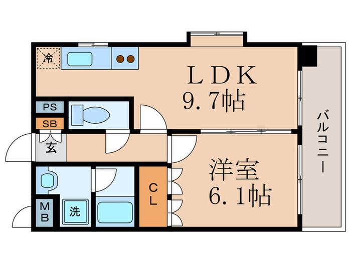 音羽ハイツ(1LDK/5階)の間取り写真