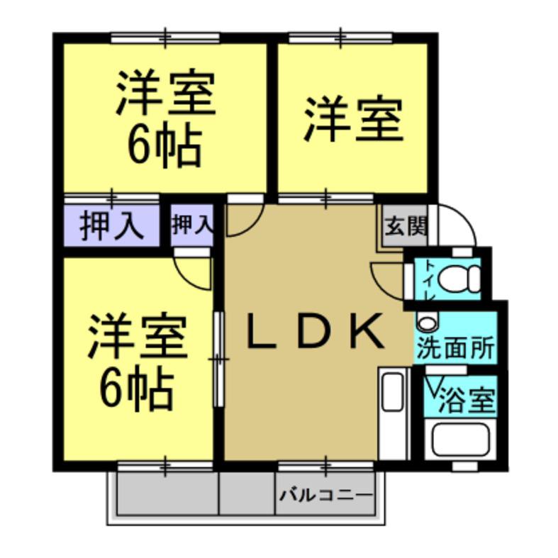 サンビレッジ美浜II D棟(3LDK/2階)の間取り写真