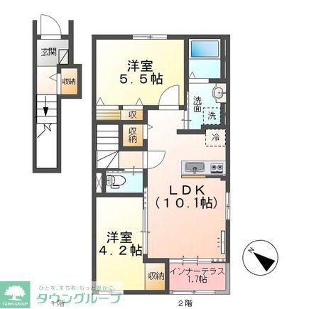 ソラーレ(2LDK/2階)の間取り写真