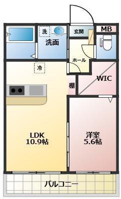 フルール小池原(1LDK/5階)の間取り写真