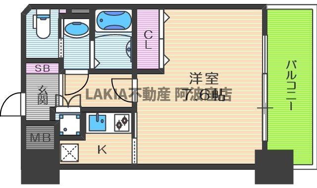エイペックス中之島南(1K/6階)の間取り写真
