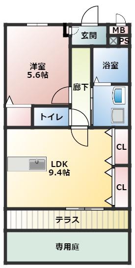 アネックス一ツ屋(1LDK/2階)の間取り写真