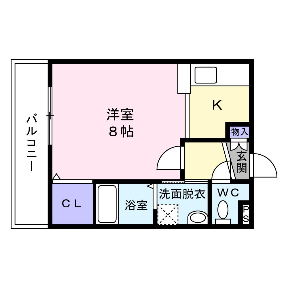 フラッハフェルト(1K/3階)の間取り写真