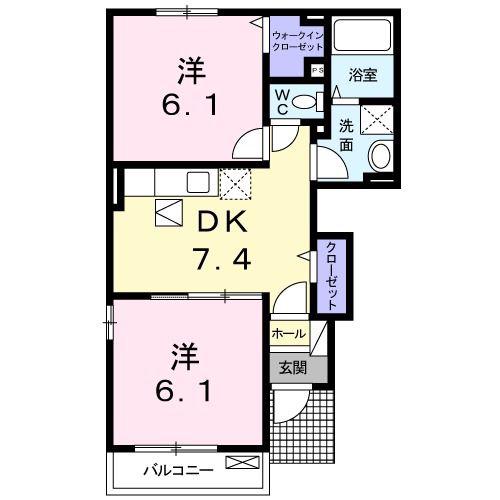 デーア アイII(2DK/1階)の間取り写真