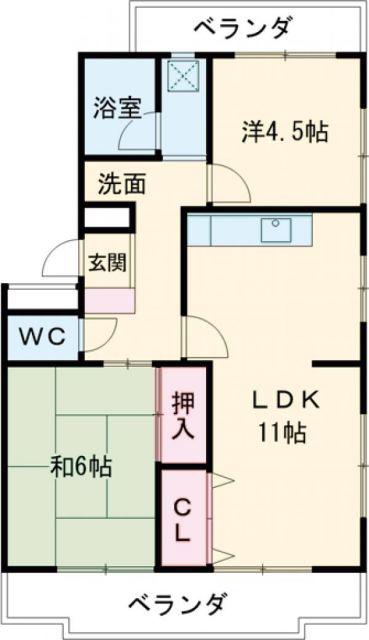 サンシティ小池(2LDK/2階)の間取り写真