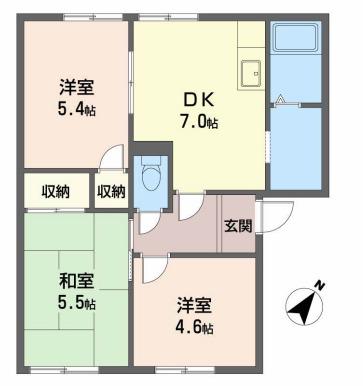 エフ・メゾン A・B(2LDK/1階)の間取り写真