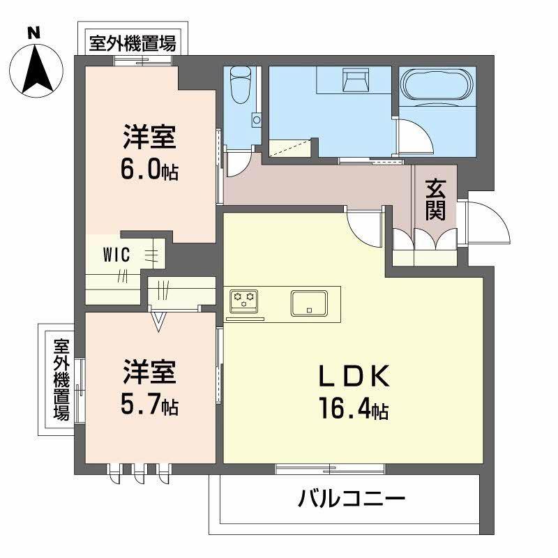 ファミール夜寒(2LDK/2階)の間取り写真