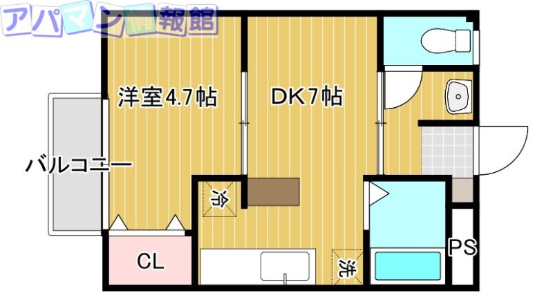 エスポワール出来島(1DK/2階)の間取り写真