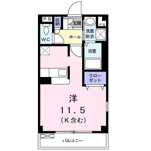 グランシャリオ(ワンルーム/2階)の間取り写真