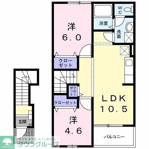 リバーストーンII(2LDK/2階)の間取り写真